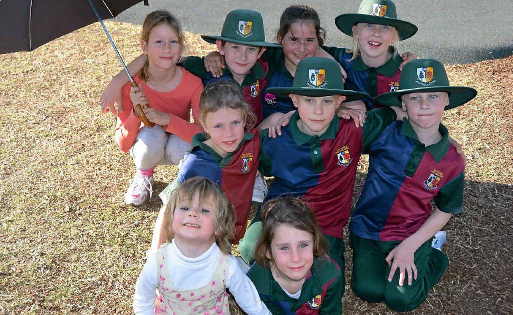 (Back from left) Isabel Mauch, Liam Creed, Vivian Mauch, Holly Naughten, (middle) Rosalie Mauch, Lachlan and Alex Naughten, (front) Leah and Sarah Mauch, celebrated Vivian’s birthday at Leslie Park.